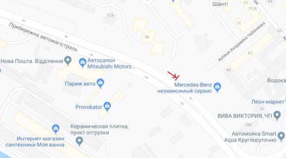 Билборд B в Запорожье, 6х3  Прибережна автомагістраль - Глісерна вул. схема