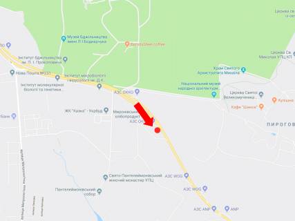 Билборд A в Киеве, 3x6  Заболотного вул., 100 м. від АЗС "Окко" і офісу "Миронівський хлібопродукт", в бік Столичного шосе схема