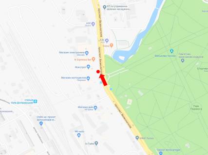 Билборд  в Киеве, 3x6  просп. Георгія Нарбута (Визволителів)., 17, біля супермаркетів "Фокстрот" і "Ельдорадо", в сторону Воскресенський (Перова б-р) проспект схема