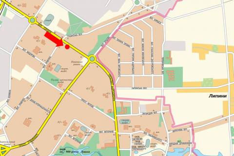 Билборд  в Луцке, 3x6  Захисників України (колишня Гордіюк) вул., 39, навпроти АЗС "ОККО", в бік Північного ринку схема