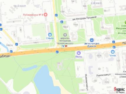 Видеоборд A в Киеве просп. Берестейський (Перемоги). - Чорнобильська вул., з центру, прайс за трансляцію ролика 10 сек 1вихід/90 сек, з 0:00 до 23:59 - 366769 схема