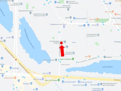 Билборд A в Киеве, 3x6  Йорданська вул. (колиш. Гавро вул.), 4, в сторону вул. Архипенка (колиш. М. Залки), ст.м. "Оболонь" схема