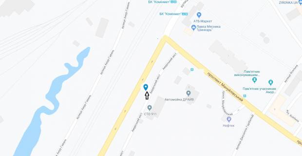 Билборд A в Днепр (Днепропетровск), 6х3  з'їзд з Амурського мосту на Лівий берег схема