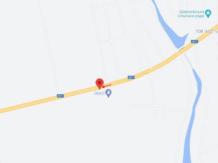 Білборд, Бігборд (Борд)  B у Широкому, 6х3  Н-11, км 73+342 (ліворуч), В'їзд до с. Широке, рух до Дніпра, біля АЗС ОККО схема