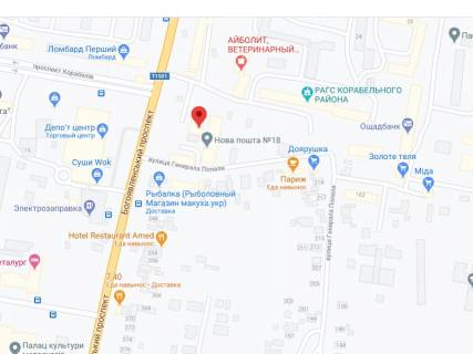 Видеоборд A в Николаеве Богоявленський просп. (Жовтневий просп.)., 340, аптека "Мед Сервіс", №Юг040, прайс за ролик 10 сек 1 вихід/5 хвилин, з 8:00-22:00. Розрахунок для інших параметрів трансляції уточнюйте у менеджера. - 301459 схема