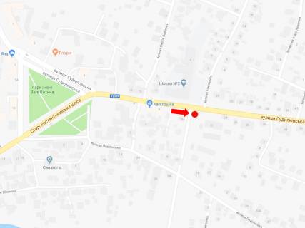 Билборд  в Шепетовке, 3x6  Судилківська вул., 22 / вул. Ємця, з центру схема