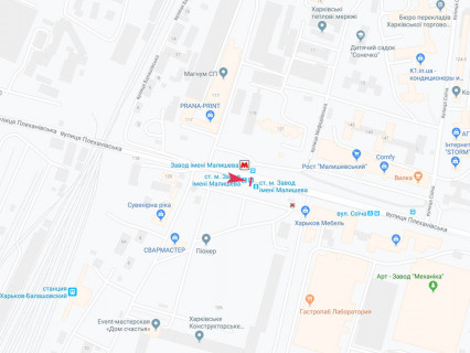 Ситилайт A в Харькове, 1.8x1.2  Тарасенка (кол. Плеханівська) вул., навпроти буд. 121, зупинка "ст. м. Заводська (Завод імені Малишева)", з центру схема