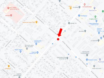 Билборд B в Черкассах, 3x6  Добровольського вул. / Чигиринська вул., в бік супермаркету "Прем''єр" схема