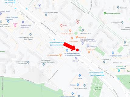 Ситилайт  в Львове, 1.8x1.2  Червоної Калини пр. 59 - вул. Хоткевича, (зуп. "Дитяча поліклініка"), з центру схема