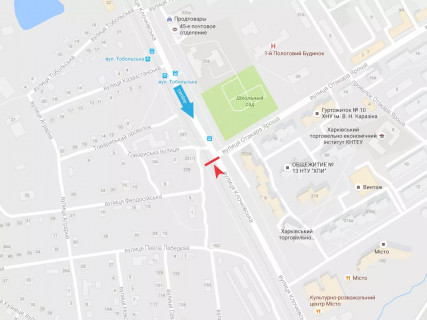 Билборд B в Харькове, 3x6  Клочківська вул., 229, з центру схема