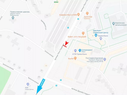 Билборд B в Харькове, 3x6  Леся Сердюка (Командарма Корка) вул., 36, Клас, в центр схема