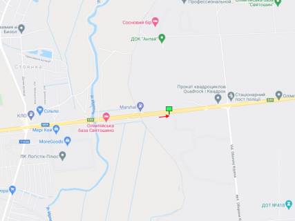 Білборд, Бігборд (Борд)  A у Києві Житомирське шосе, 500 м до посту Патрульної Поліції, в сторону м. Київ схема