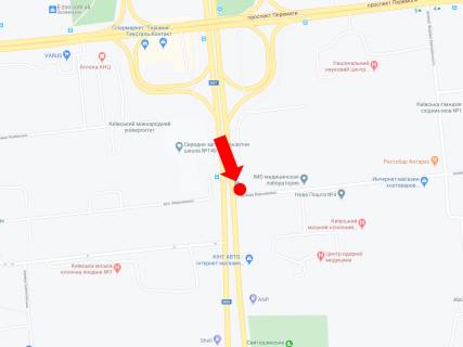 Билборд B в Киеве Кільцева дорога - вул. Верховинна, в бік просп. Леся Курбаса (50-річчя Жовтня) схема