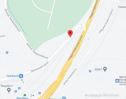 Билборд A в Киеве Железнодорожное шоссе - Садово-Ботанічна вул. (Тимірязєвськаа) схема