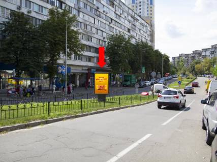 Ситилайт A в Киеве, 1.8x1.2  Гаврилишина вул. (колиш. вул. Василевської), 8 / вул. Ярмоли, роздільник, біля магазину "АТБ", "Рода", в бік просп. Берестейський (Перемоги) фото 1
