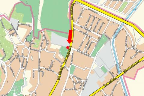 Билборд  в Ужгороде, 3x6  Тимірязєва вул. / Бродлаковича вул., біля кардіоцентру, в центр схема