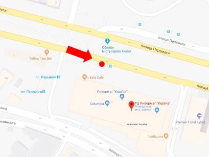 Ситилайт  в Киеве, 1.8x1.2  Галицька площа (Перемоги пл.)., 3, біля універмагу "Україна", в сторону бул. Шевченка схема