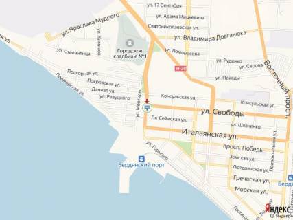 Билборд B в Бердянске Западный пр., 4, напротив - Свободы ул. схема