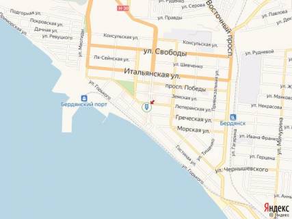 Билборд A в Бердянске Азовский пр. - Шмидта ул., 22/22, на фасаде схема