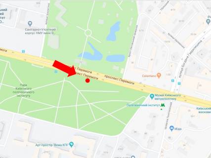 Скроллер A в Киеве, 2.3x3.14  просп. Берестейський (Перемоги)., навпроти 32, Зоопарку, в сторону ст. м. «Політехнічний інститут», центру - 161081 схема