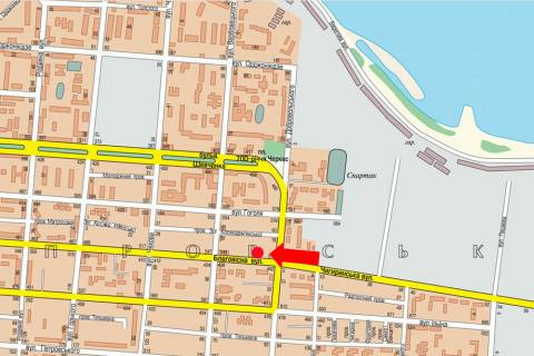 Билборд A в Черкассах, 3x6  Благовісна вул., 571 / Добровольського вул., в центр схема