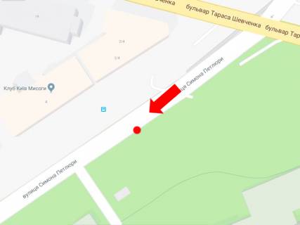 Ситилайт  в Киеве, 1.8x1.2  Петлюри вул. (колиш. вул. Комінтерну) навпроти 2/17, в сторону вул. Саксаганського схема