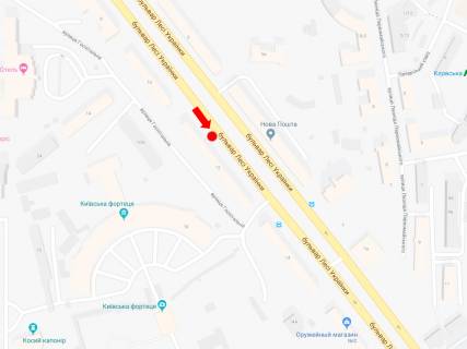 Ситилайт  в Киеве, 1.8x1.2  Українки бул., 12, в сторону пл. Л. Українки схема