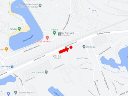 Билборд  в Киеве, 3x6  Дарницьке шосе, 100 м. за АЗС UPG, з центру схема