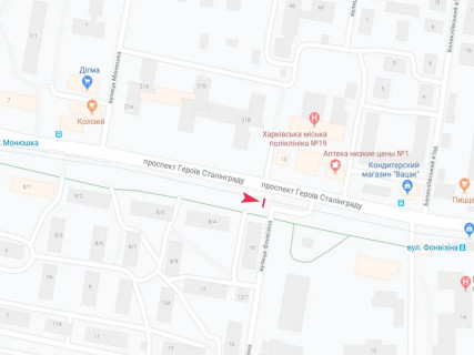Призма A в Харькове, 3x6  Байрона (кол. Героїв Сталінграда) пр. - Кравченка (Фонвізіна) вул., 10, з центру - 666732 схема