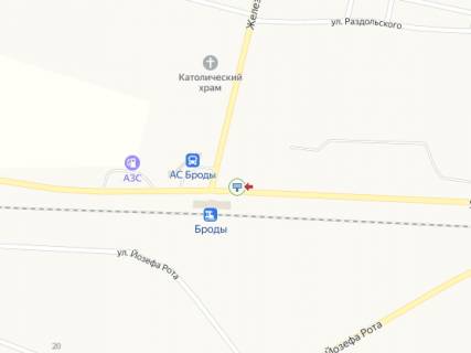 Билборд B в Бродах, 3x6  Привокзальна вул., з/д вокзал, автостанція схема