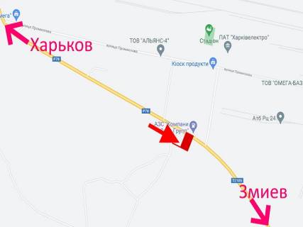 Білборд, Бігборд (Борд)  A у Васищеве, 3x6  Промислова вул., смт Васищеве, біля АЗС, (2), у бік м. Зміїв схема