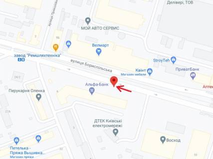 Билборд B в Киеве Бориспільська вул., 6, супермаркети "Велмарт", "АТБ" схема
