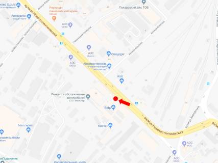 Бэклайт  в Киеве, 2.3x3.14  Новокостянтинівська вул., 1, на світлофорі, біля магазину "Вияр", з центру схема