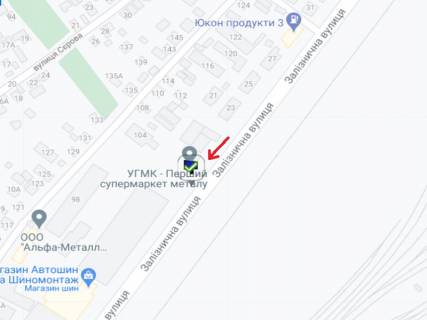 Билборд A в Кременчуге Залізнична вул. - Леонова вул., 96 схема