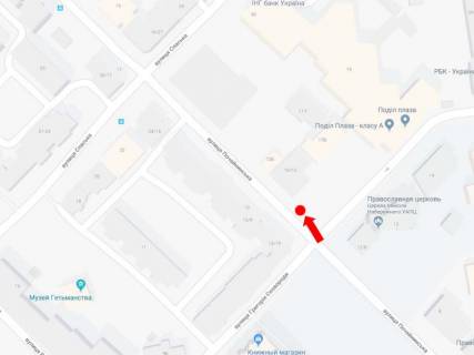Сiтiлайт  у Києві, 1.8x1.2  Почайнинська вул. - вул. Сковороди, біля БЦ Podil Plaza, в сторону Нижнього валу схема
