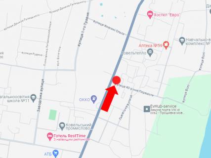 Билборд A в Ковеле, 3x6  Володимирська вул., 101, біля Приватбанку схема