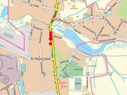 Билборд A в Житомире, 3x6  Покровська (Щорса) вул., 151, біля супермаркету "Квара" схема