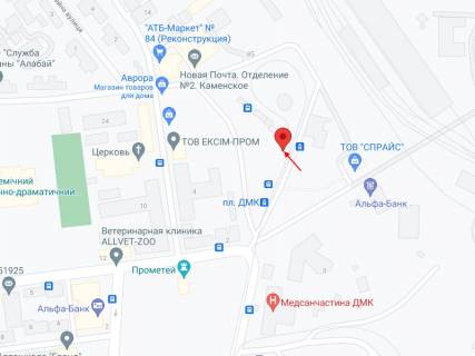 Билборд B в Каменское (Днепродзержинск), 6х3  пл. 250-річчя Міста, біля зупинки схема