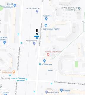 Билборд A в Киеве Бальзака вул., 84, в сторону Олександри Екстер вул. (Цвєтаєвої Марини) схема