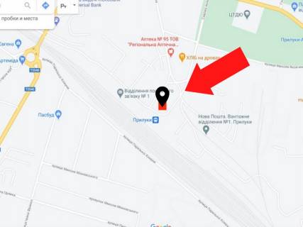 Билборд B в Прилуках Привокзальна пл., навпроти ж/д станції "Прилуки", інша сторона центрального вокзалу схема