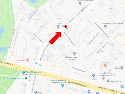 Ситилайт A в Киеве, 1.8x1.2  Гаврилишина вул. (колиш. вул. Василевської), 8 / вул. Ярмоли, роздільник, біля магазину "АТБ", "Рода", в сторону Лук'янівки схема