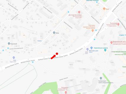 Бэклайт  в Киеве, 2.3x3.14  Теліги вул., 500 м. до мосту над вул. Кирилівською (колиш. вул. Фрунзе), в сторону ст.м. Почайна (колишня Петрівка) схема