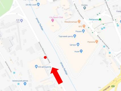 Бэклайт  в Киеве, 2.3x3.14  Грінченка вул., 18, біля автосалонів, навпроти ТРЦ "Ocean Plaza", в сторону центру схема