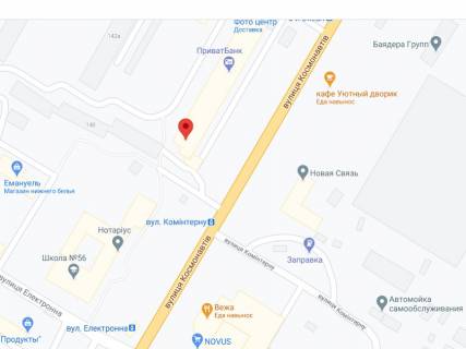 Видеоборд A в Николаеве Космонавтів вул., 142/3, аптека "Мед Сервіс", №Юг007, прайс за ролик 10 сек 1 вихід/5 хвилин, з 8:00-22:00. Розрахунок для інших параметрів трансляції уточнюйте у менеджера. - 301463 схема