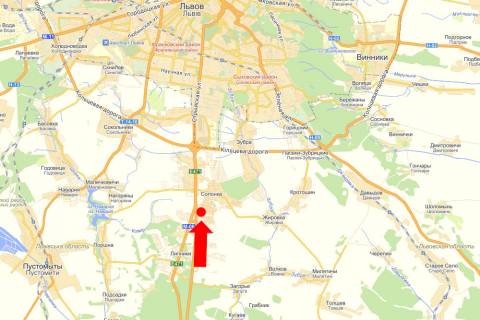Билборд  в Львове, 3x6  Траса Львів-Ужгород, в''їзд в місто, біля АЗС "WOG" схема