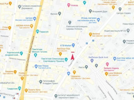 Видеоборд A в Харькове, 6x11.5  Сковороди (кол. Пушкінська) вул. - Марьяненко вул., 4, в центр - 667843 схема