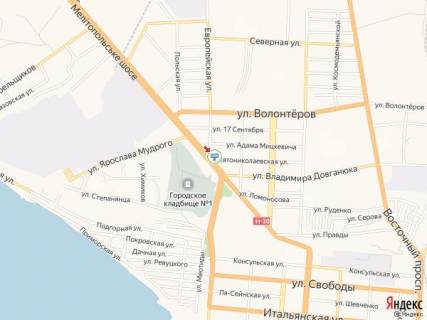 Билборд B в Бердянске Мелитопольское шоссе, 22 - Святониколаевская ул. схема