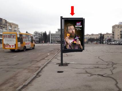 Ситилайт A в Житомире, 1.8x1.2  Соборна пл. / Перемоги вул., 1, біля бару "Шульц" фото 1