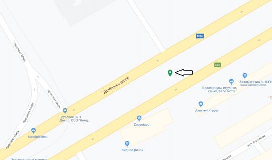 Беклайт A у Дніпро (Дніпропетровськ), 8х4  Донецьке шосе, навпроти буд. №123  (на розділовій смузі), рух у бік ж/м Ломівський схема