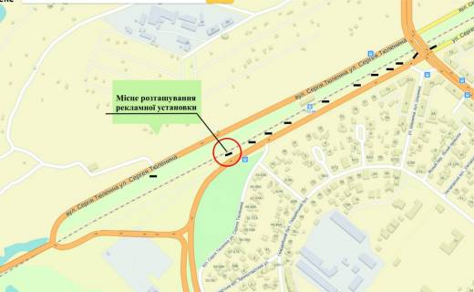 Билборд A в Запорожье Величара (Тюленіна) вул. - Набережна магістраль схема